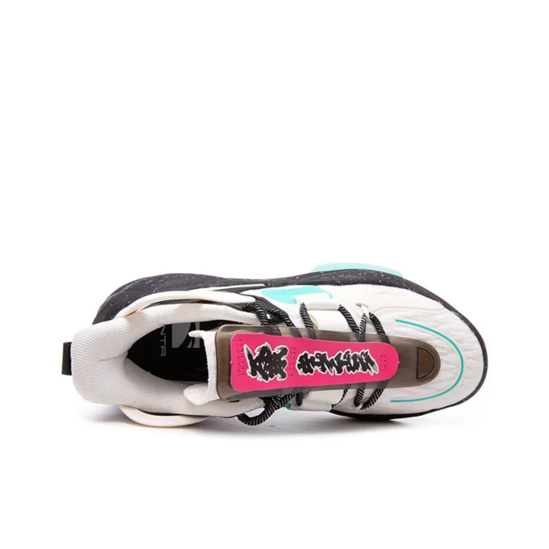 Anta Bastard Cushioning Anti Slip And Wear Resistant Low Top Chunky Sneakers Women's Black White Green-4