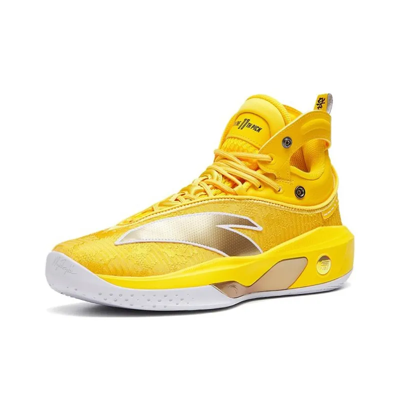 Anta KT8 Cushioning Anti-Slip And Wear-Resistant High-Top Basketball Shoes Yellow Solid Gold Color Scheme-1