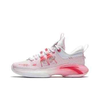 Anta ZUP1 Anti Slip And Wear Resistant Lightweight Low Top Basketball Shoes Men's Pink White