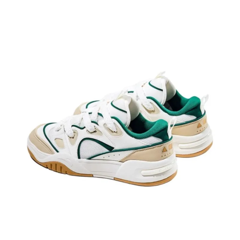 Anta AOJIE S Cushioning Wear-Resistant Low-Top Skateboard Shoes Men's White Yellow Green-2