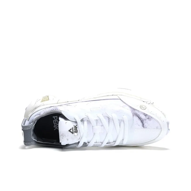 PEAK BOOM 70s Wear Resistant Slip Resistant Low Top Running Shoes Women's White Gray-3