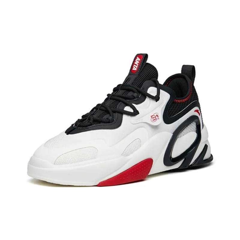 Anta AT91 Lifestyle Collection Anti-Slip Wear-Resistant Low-Top Skateboard Shoes White Black Red-2