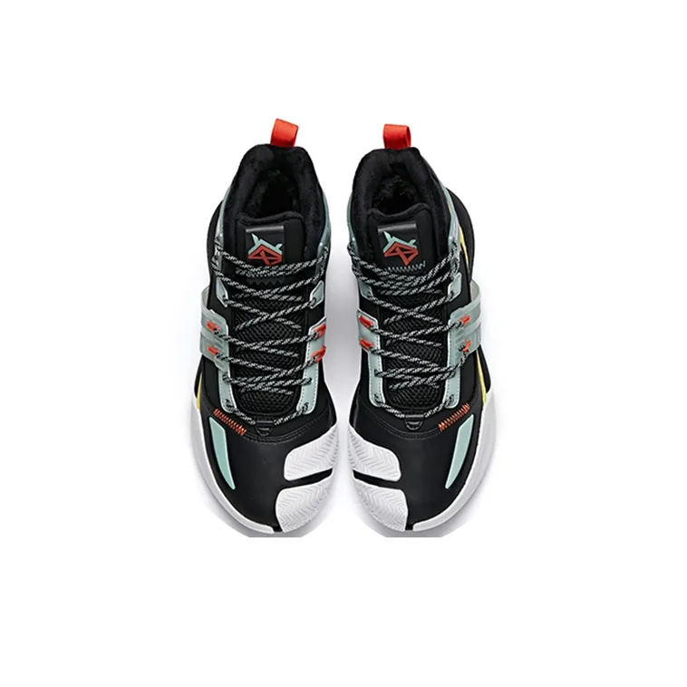 ANTA Crazy 4 Basketball Shoes Men High Top Black/Green/Orange-3