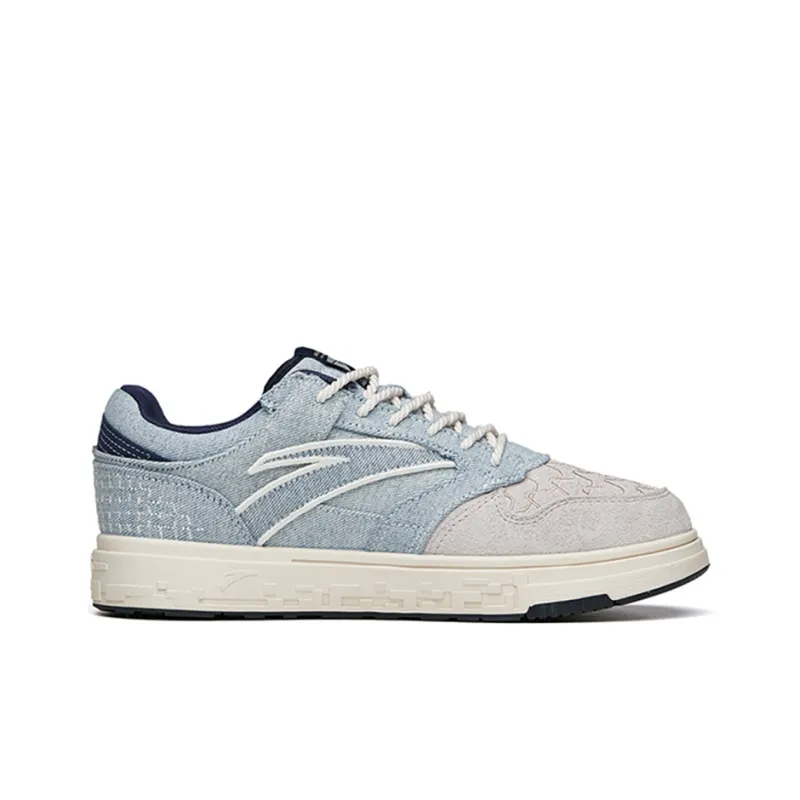 Anta Street Naughty Slip Resistant Cushioning Abrasion Resistant Low Top Skateboard Shoes Men's Gray Blue-1