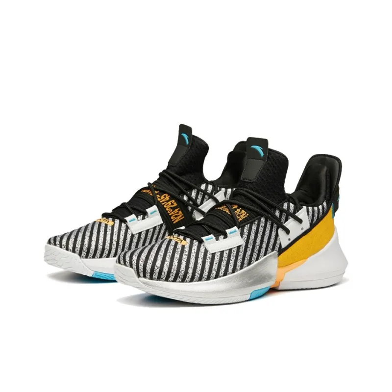 Anta Airspace 2 Low Top Performance Basketball Shoes Men's Black White Gold-1