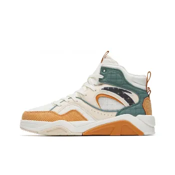 Anta Flame 3.0 Anti Slip Wear Resistant High Top Skateboard Shoes Women's White Orange Green