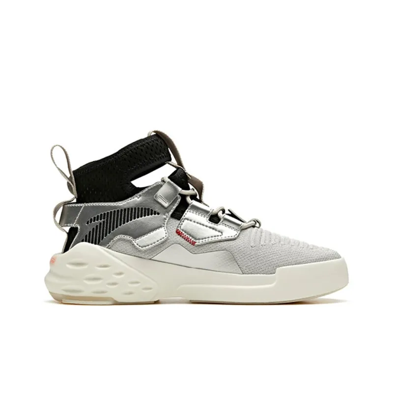 Anta Bastard Coca Cola Zero Degree Collaboration Non slip Lightweight High Top Casual Shoes Men's Silver Black-1