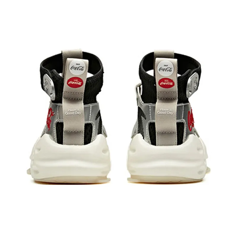 Anta Bastard Coca Cola Zero Degree Collaboration Non slip Lightweight High Top Casual Shoes Men's Silver Black-4