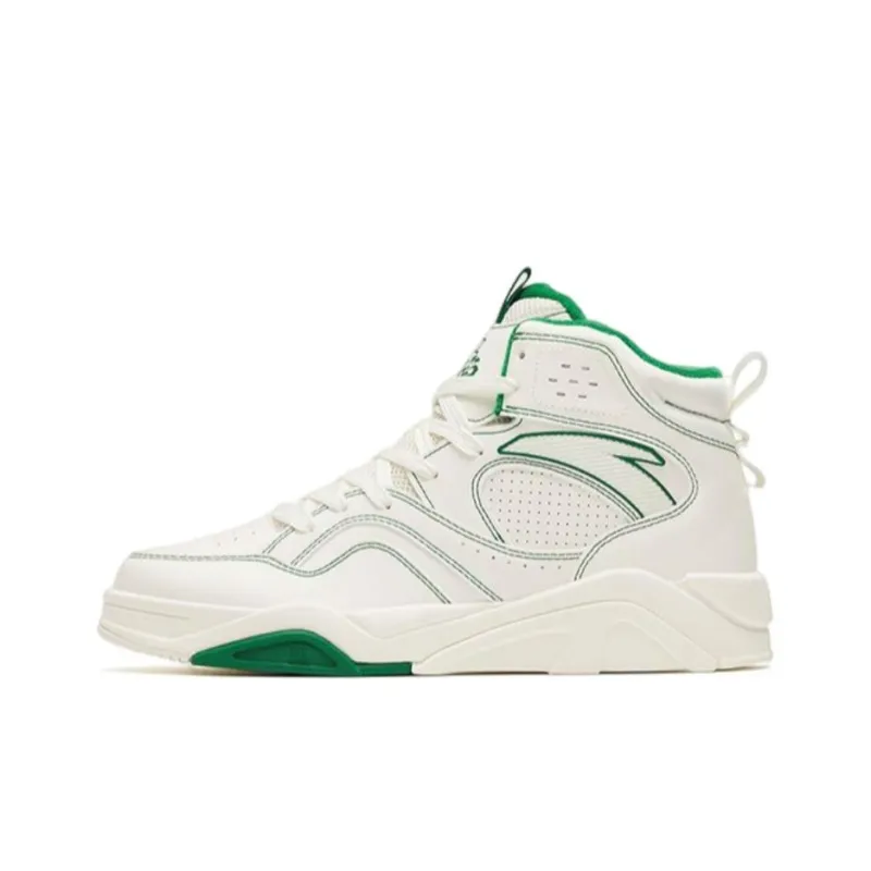 Anta Flame 3.0 Warm Slip Resistant Cushioning High Top Skateboard Shoes Men's White Green-0