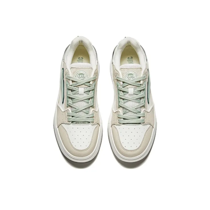 Anta Street Naughty Lite Wear-Resistant Balance Low-Top Skateboard Shoes Women's White Beige Green-2