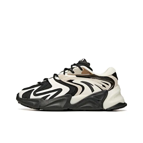 Anta Pulse, Life Collection Abrasion Resistant Breathable Low Top Chunky Sneakers Black White