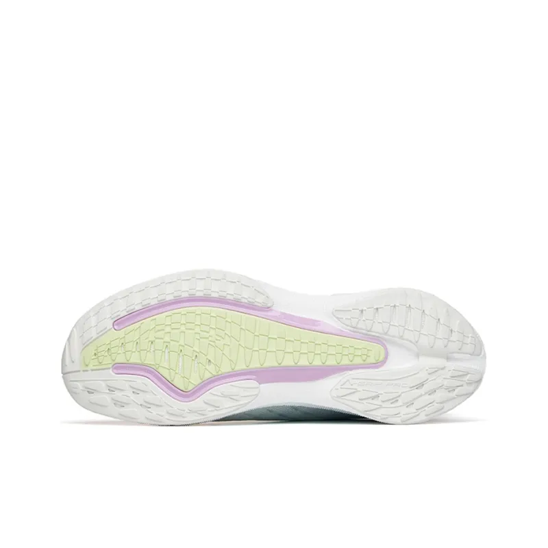 ANTA MACH 2.0 Running Shoes Women's Low Top Ivory White/Ice Pink/Fluorescent Glow In The Dark Green-4