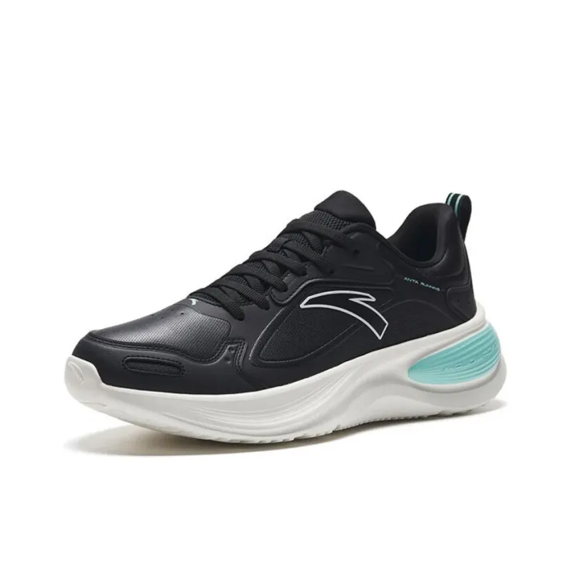 Anta Cloud Journey Anti Slip Wear Resistant Low Top Running Shoes Men's Black White Green-1