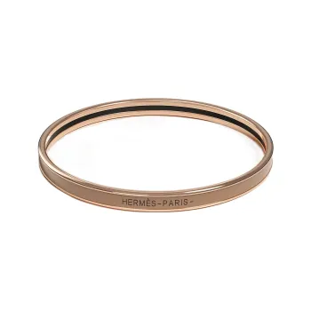 HERMES Uni Rose Gold Plated Bangles Women's Chestnut Brown