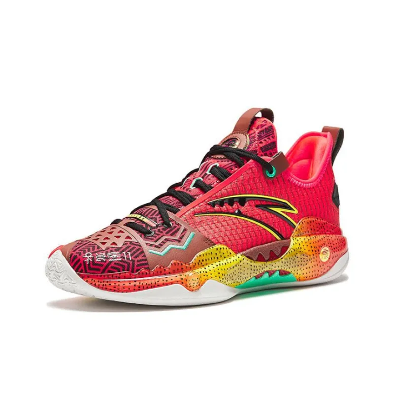 Anta Frenzy 5 Pro  Strength Cushioning Wear Resistant Low Top Basketball Shoes Men's Red-1