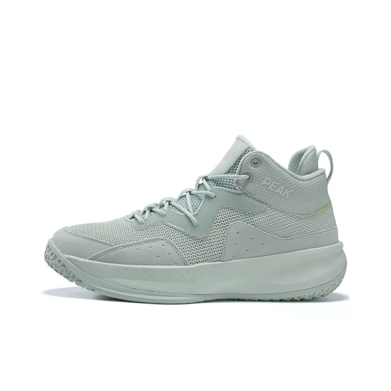PEAK Lan Qie Cushioning Anti Slip And Wear Resistant Breathable Coverage Mid Top Basketball Shoes Men's Pea Green-0