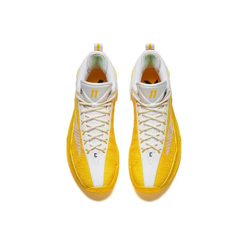 Anta KT9 Solid As Gold Cushioned Slip-Resistant Abrasion-Resistant Basketball Shoes Men's White Yellow-2