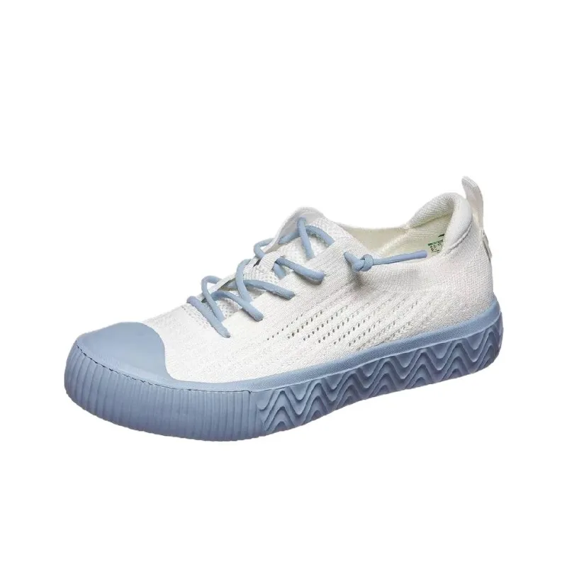 Anta Flyknit Durable Breathable Low Top Skateboard Shoes Women's White Blue-3