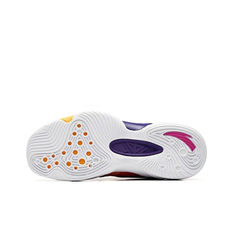 Anta Anti-Slip And Wear-Resistant Cushioning Coverage Mid-Top Performance Basketball Shoes Men's Purple Orange-5