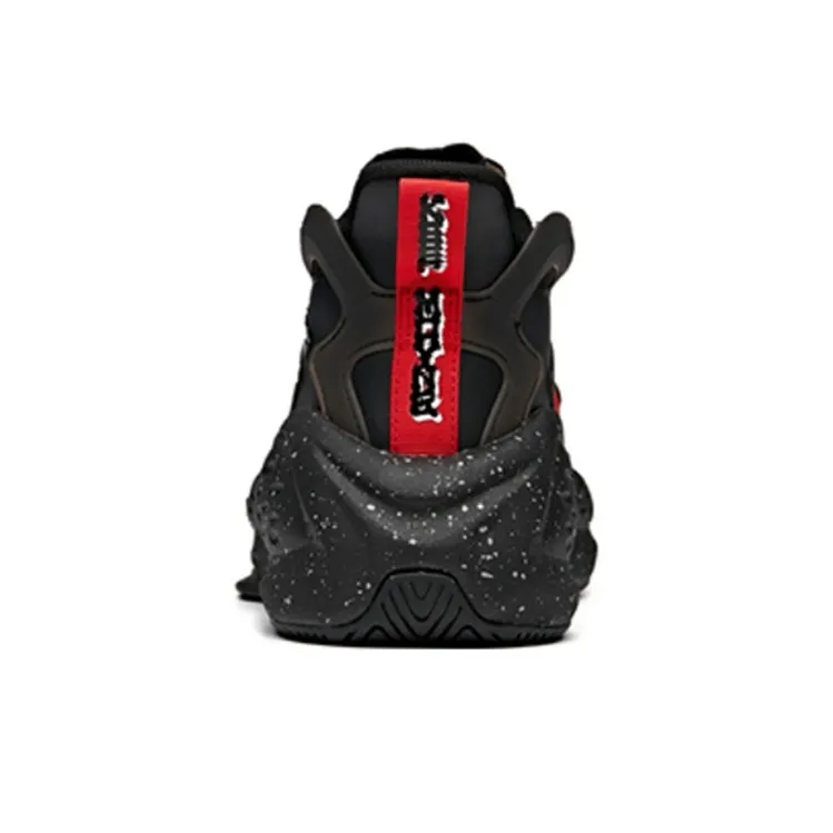 Anta Bastard Cushioned Slip Resistant Low Top Skateboard Shoes Men's Black Red-3