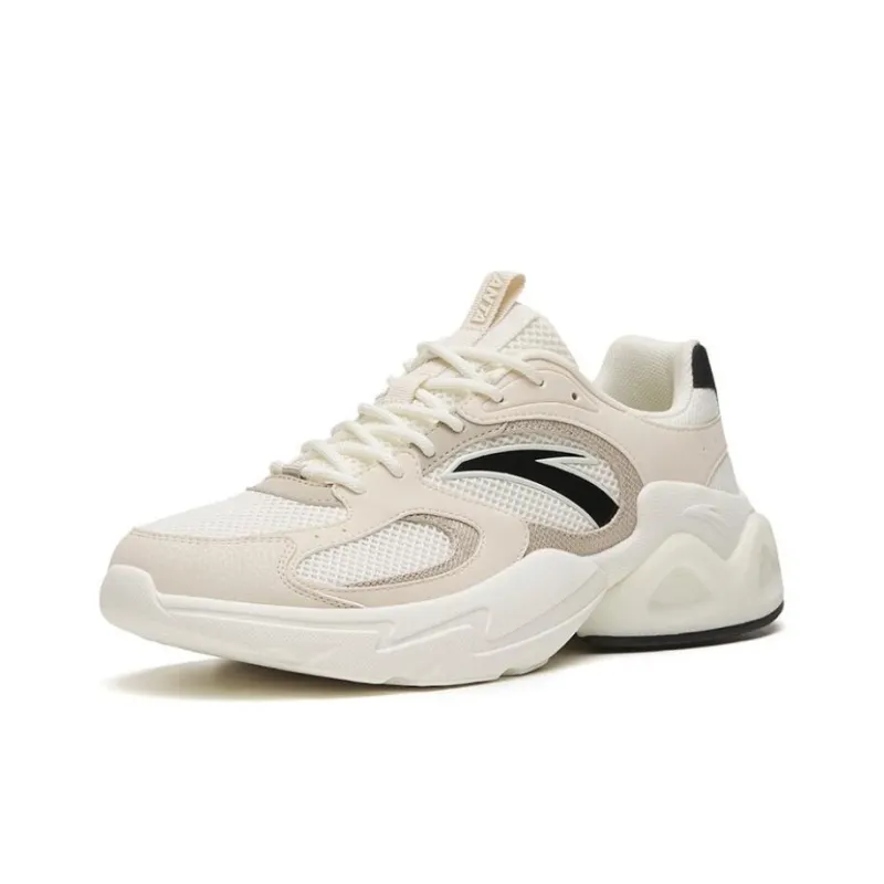 Anta Millennium 2.0 Anti Slip Wear Resistant Low Top Casual Shoes Men's White Beige Black-1