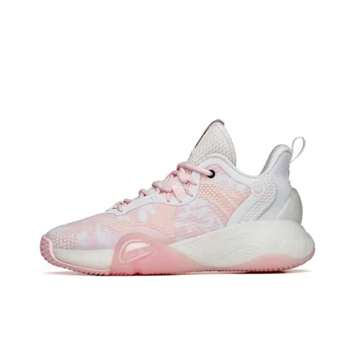 ANTA Bubble Bomb Basketball Shoes Women's Mid-Top Apricot Pink/Ivory White