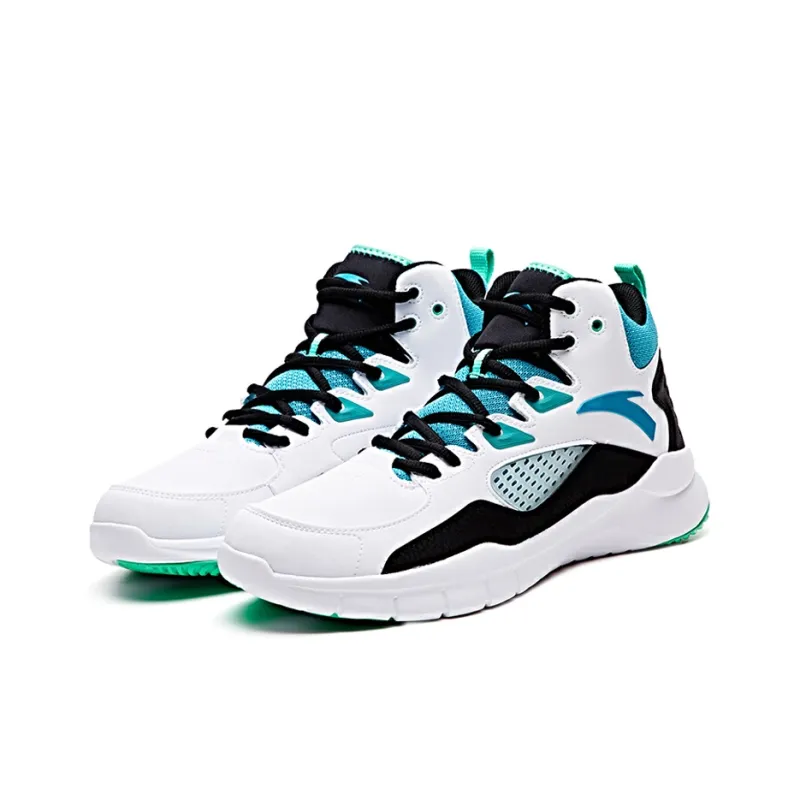 Anta Star Trail 4 Cushioning Anti-Slip And Wear-Resistant High-Top Basketball Shoes White Blue-2