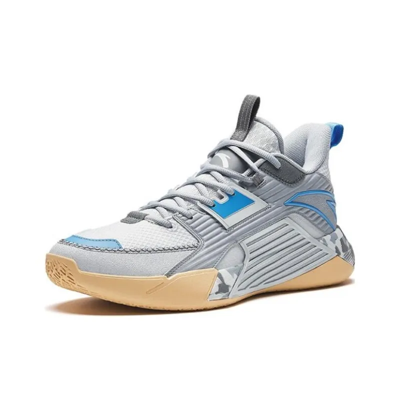 Anta Speedgo 3 3 Abrasion-Resistant Mid-Top Basketball Shoes Men's Gray Blue-1