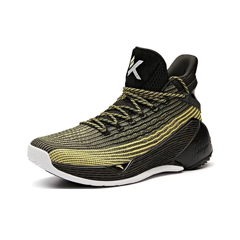 Anta KT4 Thompson KT4 Cushioning Anti Slip And Wear Resistant High Top Performance Basketball Shoes Men's Black Yellow-1