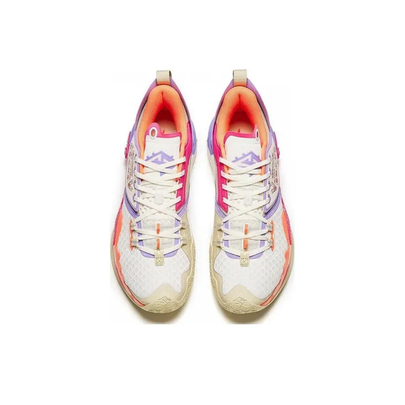Anta Frenzy 5 V2 Cushioned Slip Resistant Low Top Basketball Shoes Men's Pink Purple-2