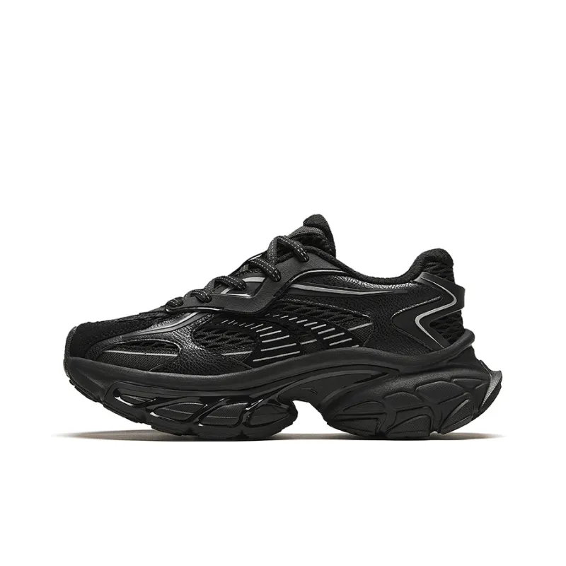 ANTA Star Moon Series Chunky Sneakers Women's Low Top Gray Black-0