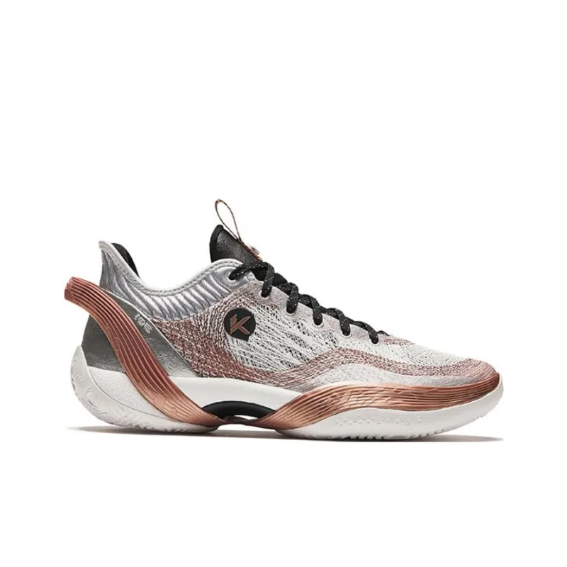 Anta Three point Rain1.0 Belief Cushioning Wear Resistant Low Top Basketball Shoes Men's Silver Copper-1