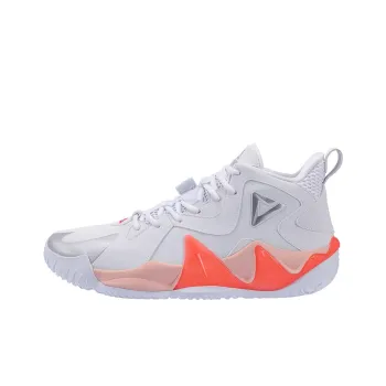 PEAK Beast Plus Basketball Shoes Men Mid Top White Orange