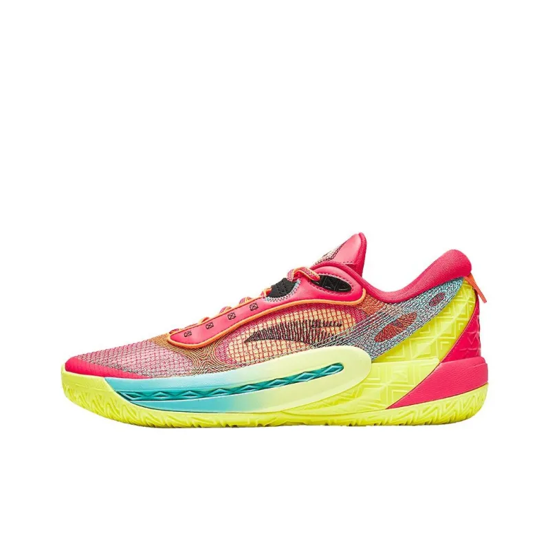 Anta Cushioned Slip Resistant Low Top Basketball Shoes Men's Red Yellow-0