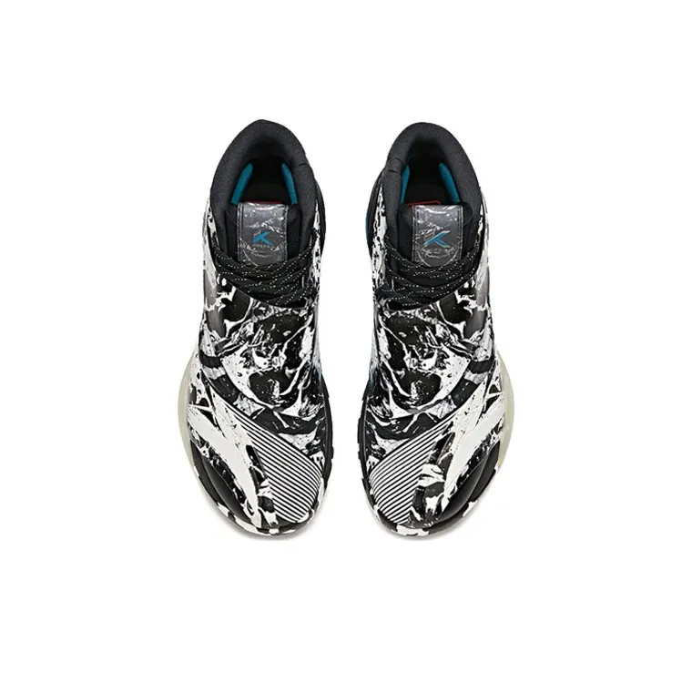 Anta KT6 Anti-Slip Wear-Resistant High-Top Basketball Shoes Black White-2