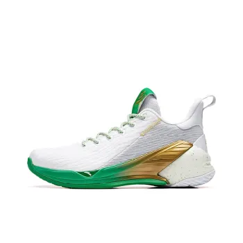 Anta KT4 Thompson Anti Slip Wear Resistant Breathable Lightweight Low Top Basketball Shoes Men's White Green Gold