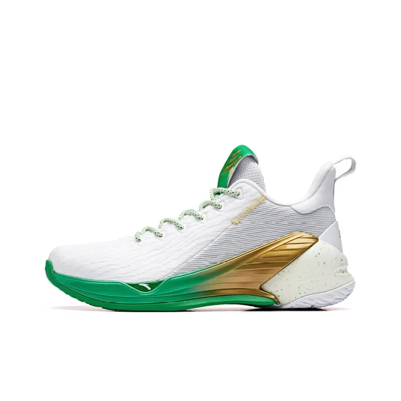 Anta KT4 Thompson Anti Slip Wear Resistant Breathable Lightweight Low Top Basketball Shoes Men's White Green Gold-0