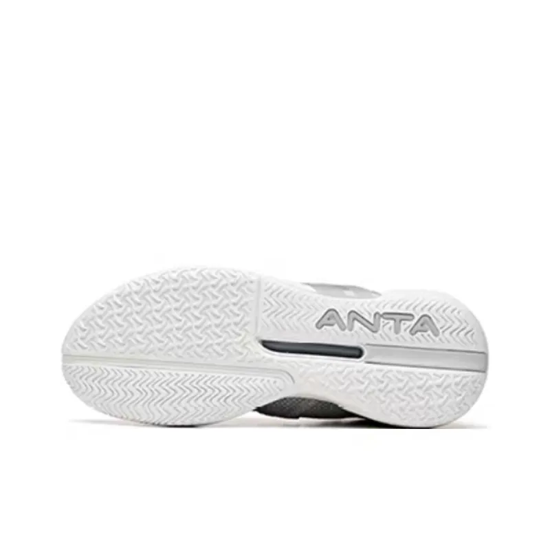 Anta Crazy 4 Anti-Slip Wear-Resistant High-Top Basketball Shoes Silver Gray White-4