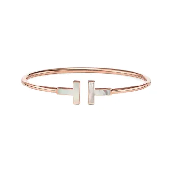 TIFFANY & CO. 18K Rose Gold Inlay Mother Of Pearl Bangles Women's Rose Gold