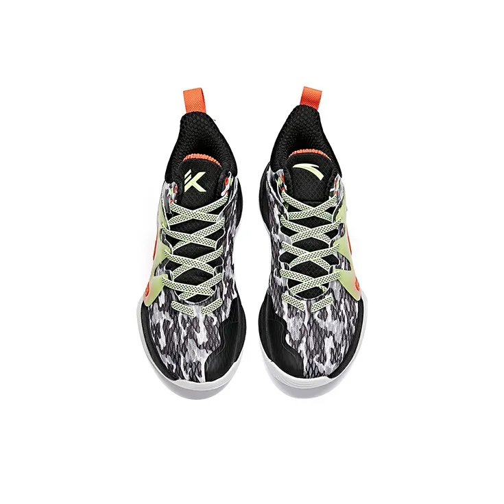 Anta Mountain 1 Anti-Slip Wear-Resistant Low-Top Basketball Shoes Men's Black White Orange-2