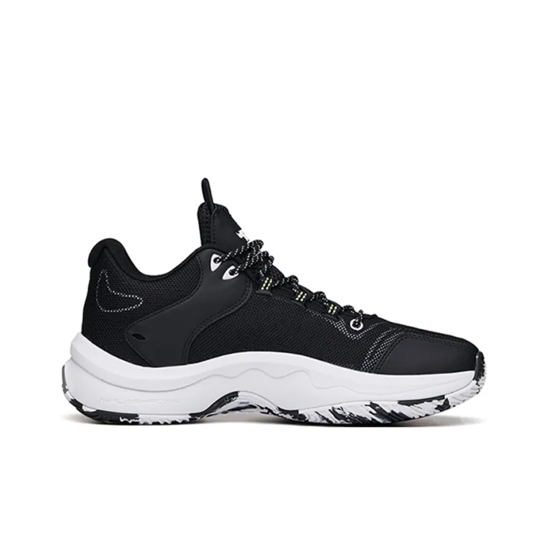 Anta Hear Wave 3 Anti-Slip Wear-Resistant Low-Top Basketball Shoes Men's Black White-1
