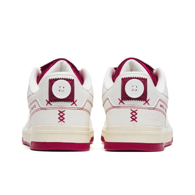 Anta AOYU Cushioning Wear Resistant Low Top Skateboard Shoes Men's White Red-3