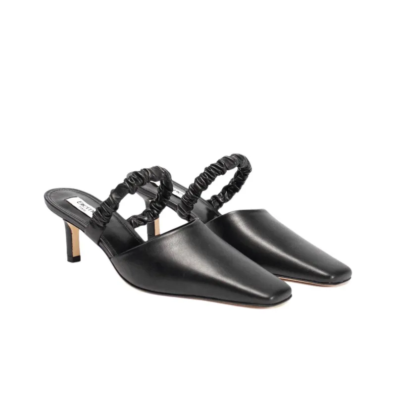 Elleme Closed Toe Slippers 7cm Women's Black-2