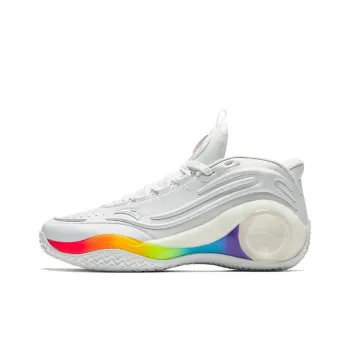 Anta Cement Bubble 4.0 Iridescent White Anti Slip Wear Resistant Mid Top Basketball Shoes Men's White