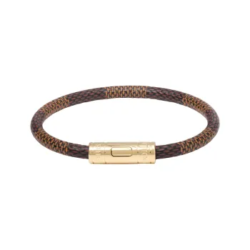 LOUIS VUITTON Canvas Metal Bangles Women's Brown Gold