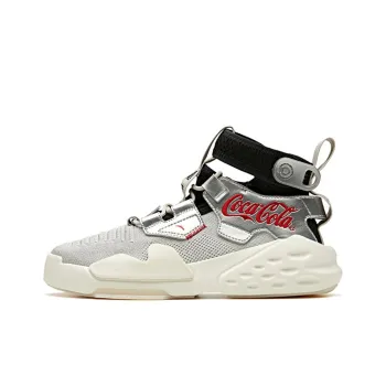Anta Bastard Coca Cola Zero Degree Collaboration Non slip Lightweight High Top Casual Shoes Men's Silver Black