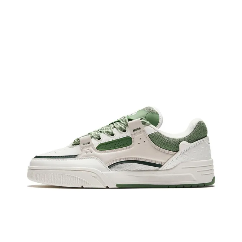 Anta AOJIE Slip Resistant Cushioning Low Top Skateboard Shoes Men's White Green-0