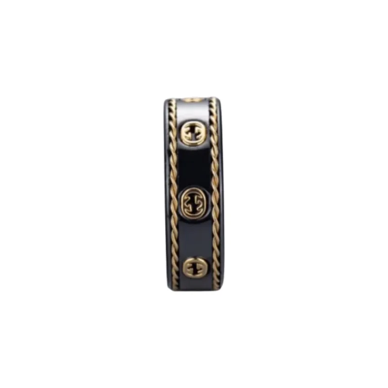 GUCCI 18K Gold Rings Unisex Black-3