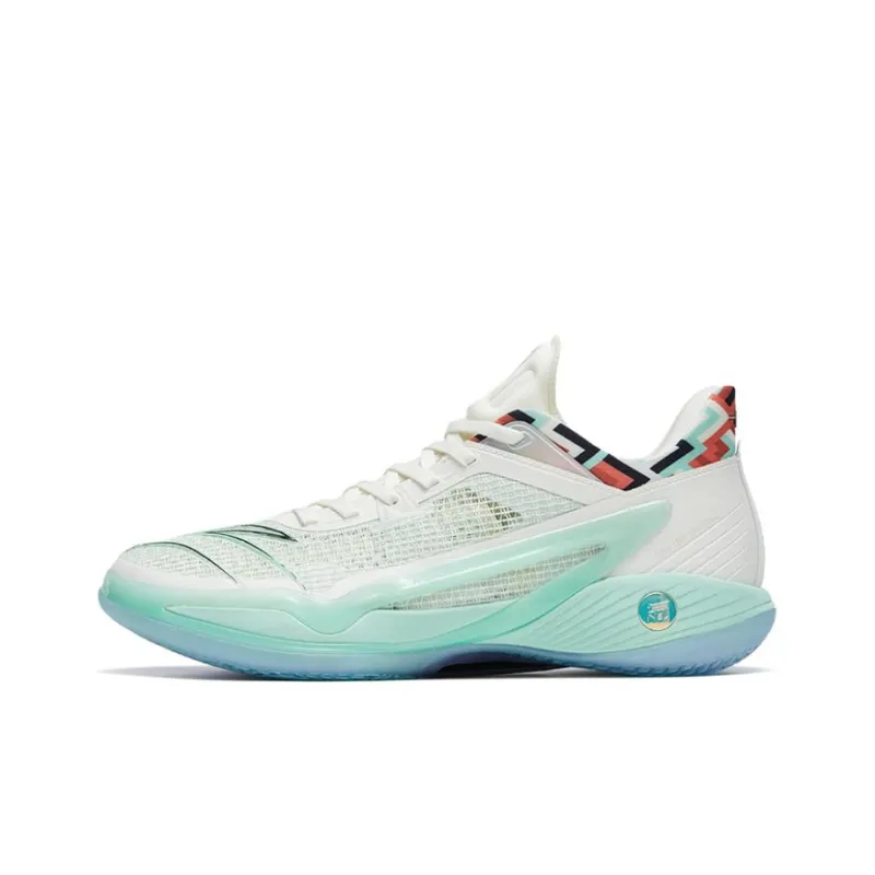 Anta Lighthearted 4 Crazy 4 Dragon Rising Anti Slip Wear Resistant Low Top Basketball Shoes Men's White Mint Green-0