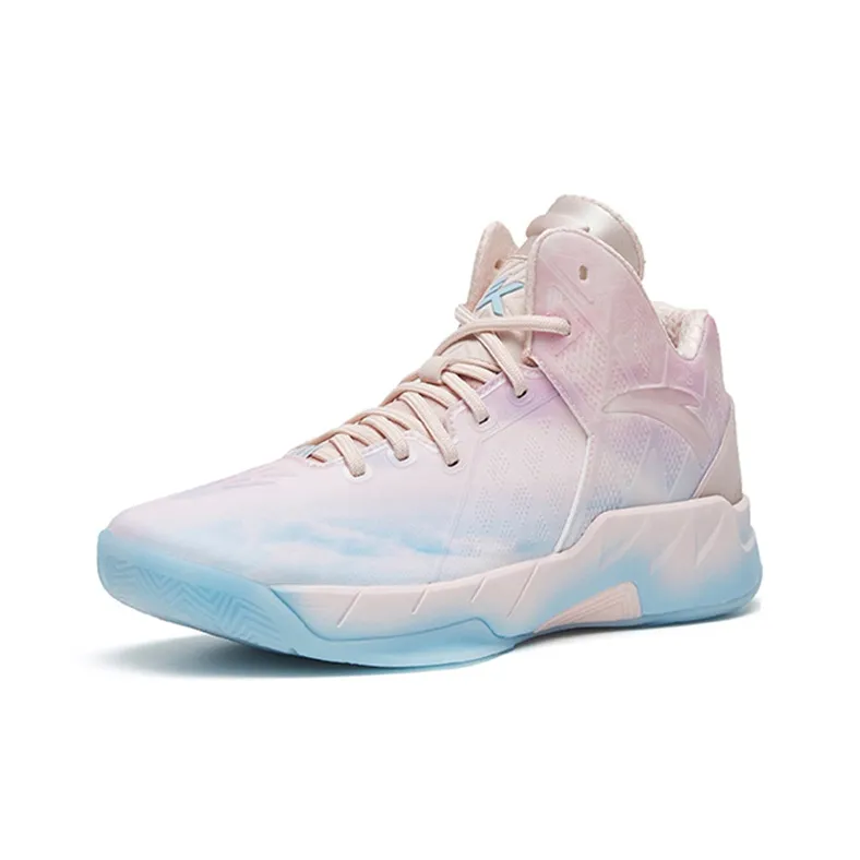 Anta KT1 Pro Cushioning Anti-Slip And Wear-Resistant Breathable Coverage Support High-Top Basketball Shoes Pink Blue-2